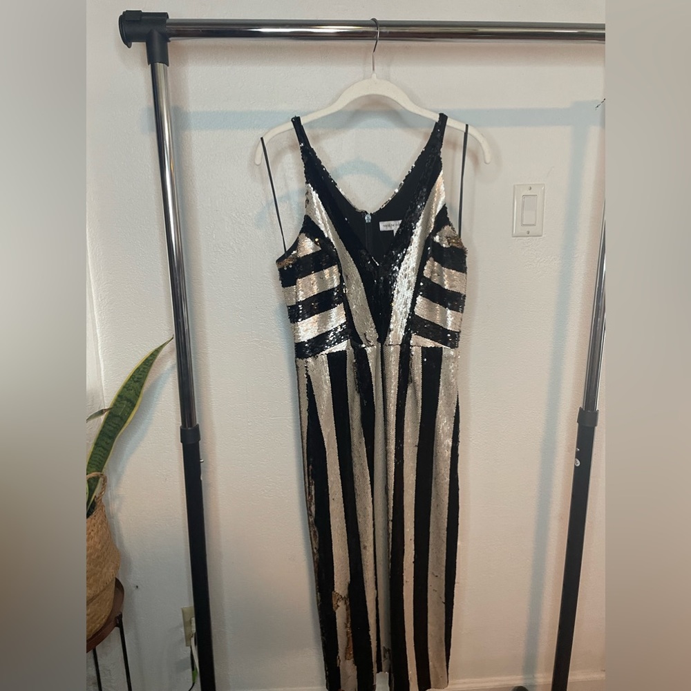 Dress the Population striped sequins dress cocktail